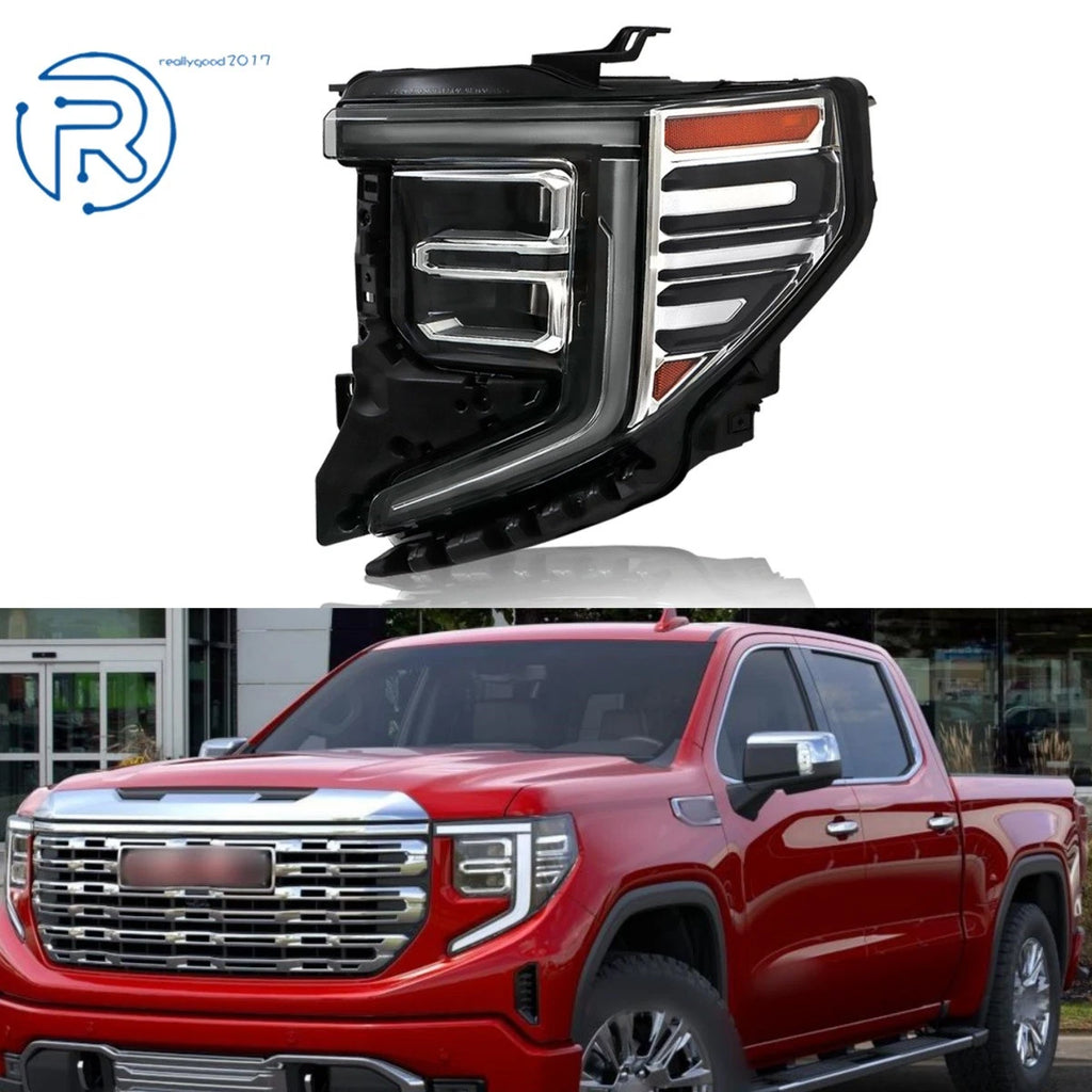 Left Side Black LED Headlight Assembly for GMC Sierra 1500 (2022–2024)