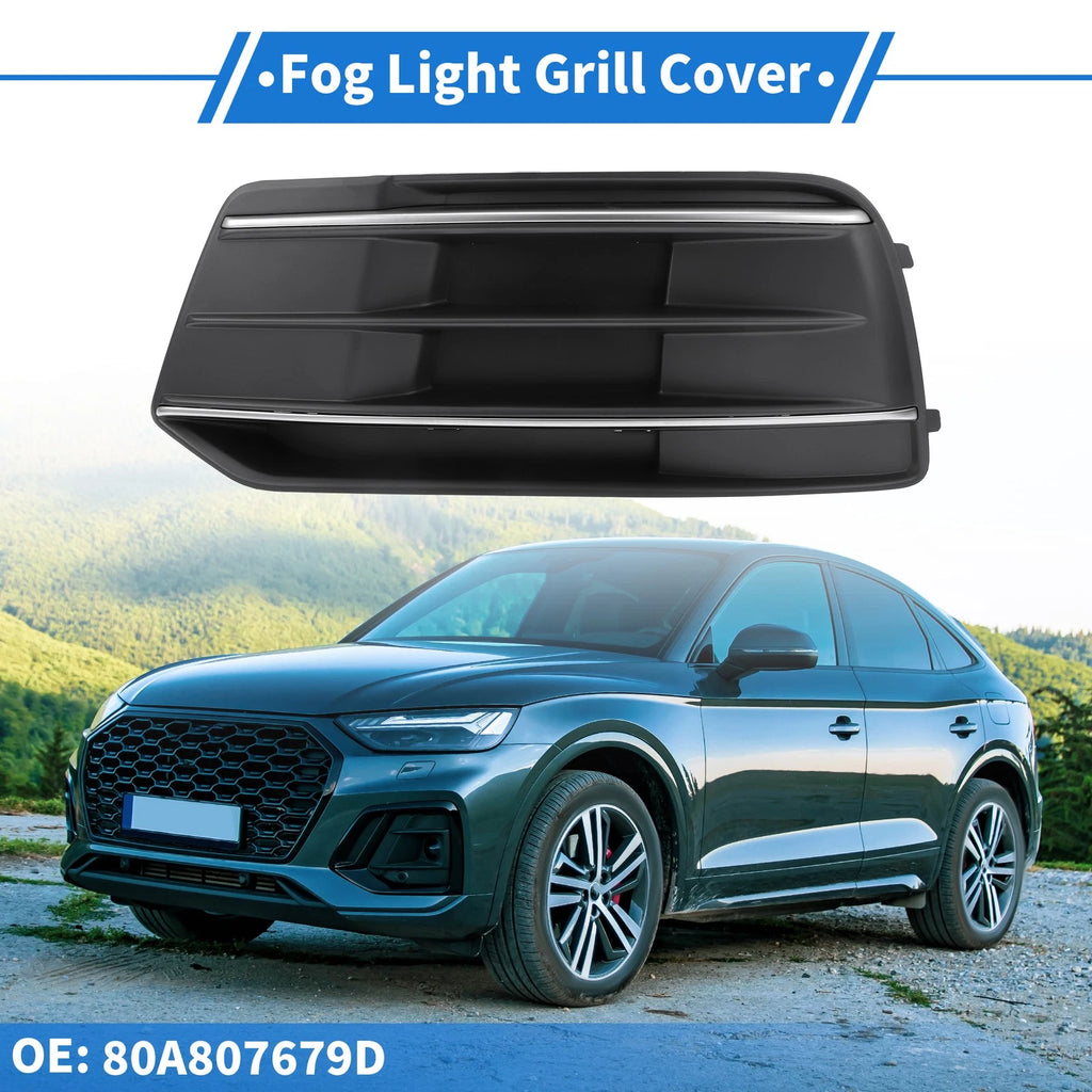 1pc Fog Light Grill for Audi Q5 (2018–2021) No. 80A807679D Black Silver Tone
