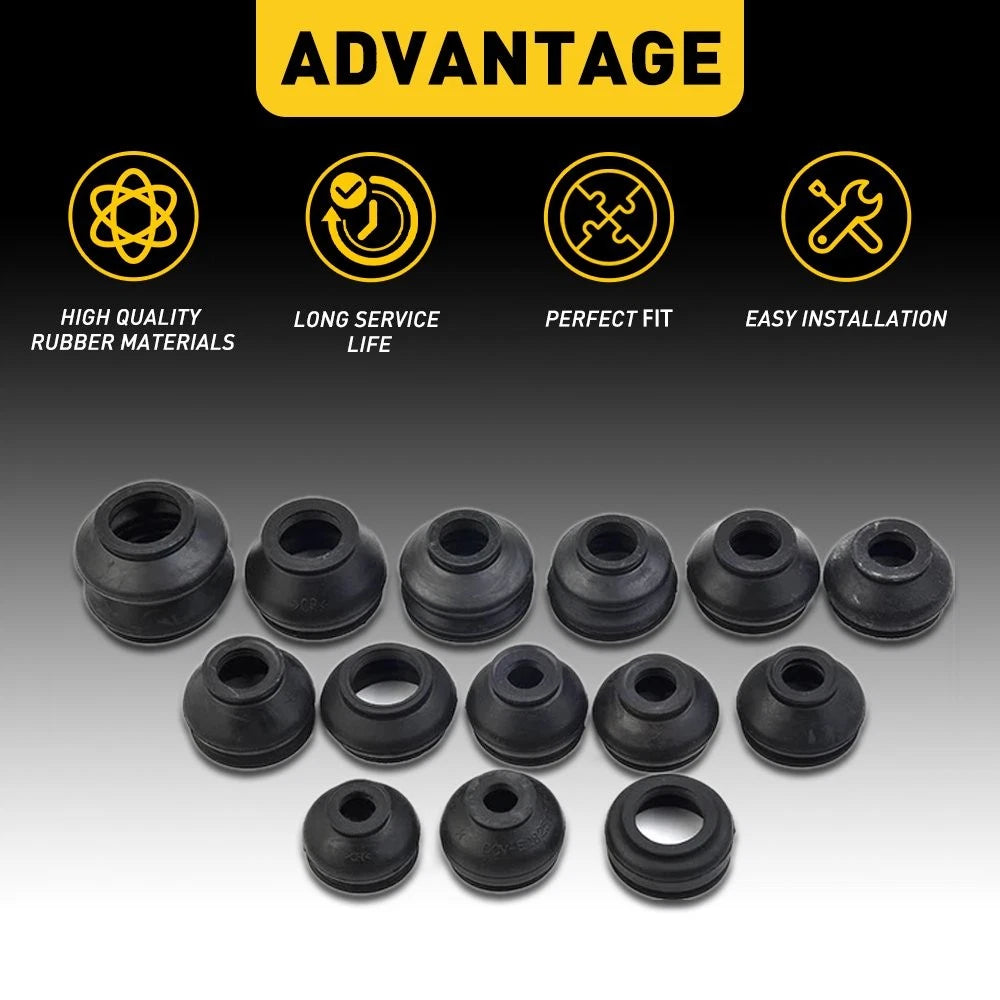 14PCS Rubber Ball Joints Boots Dust Cover Tie Rods Linkages Ends Replacement Kit