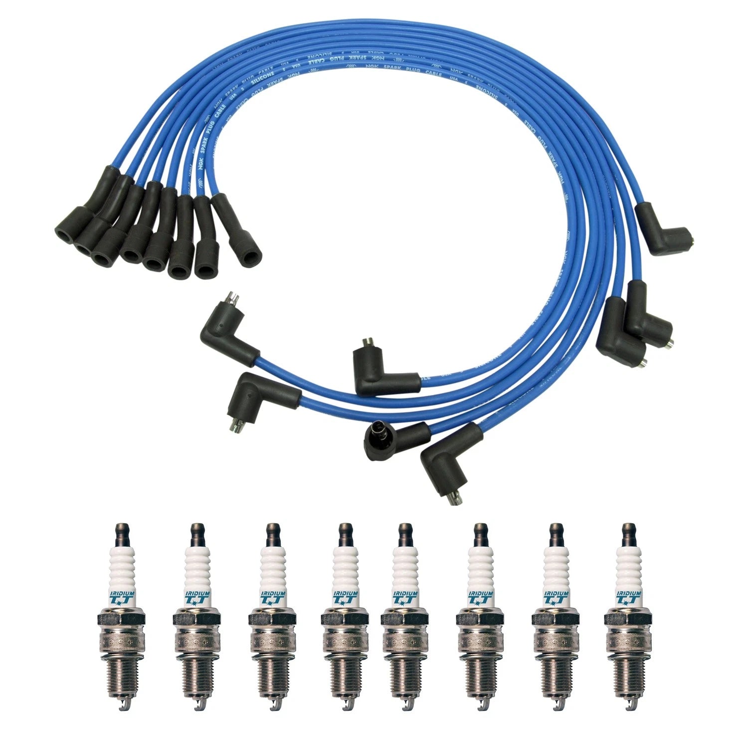 NGK 7mm Wire Set & Denso Iridium Spark Plug Kit for Bel Air C20 Impala P30 (1958–1985)