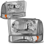 Chrome Housing Headlight, Bumper, Corner & Smoked LED Fog Light Kit for Super Duty (1999–2004)