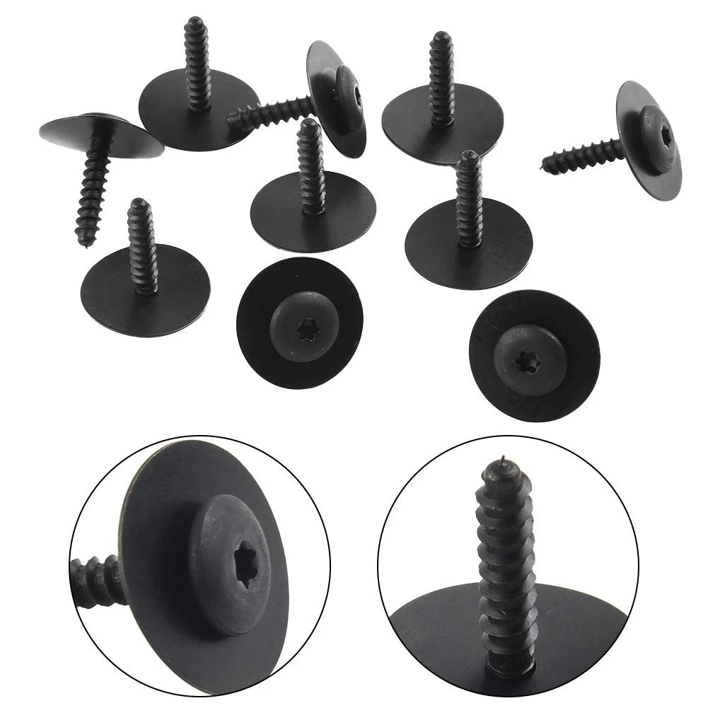10pcs Black Screws 11570637 #8 for Buick (2008–2021) Plum Pot Head Liner Bolts