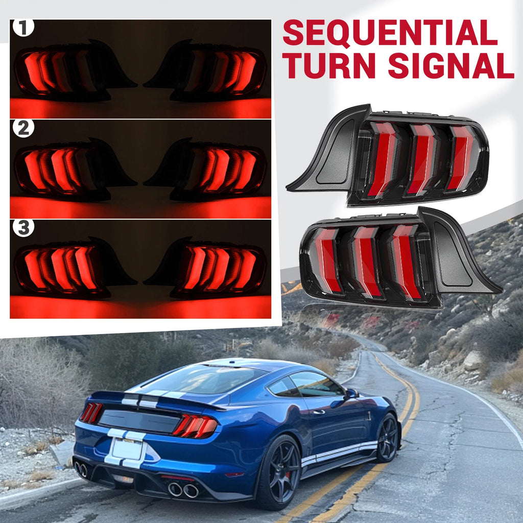 LED Sequential Tail Lights for Ford Mustang (2015–2023) - Red Lens