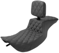 SADDLEMEN Tour Step-Up Seat for Harley FLHR/FLHX (Rider Backrest, Full Lattice Stitch)