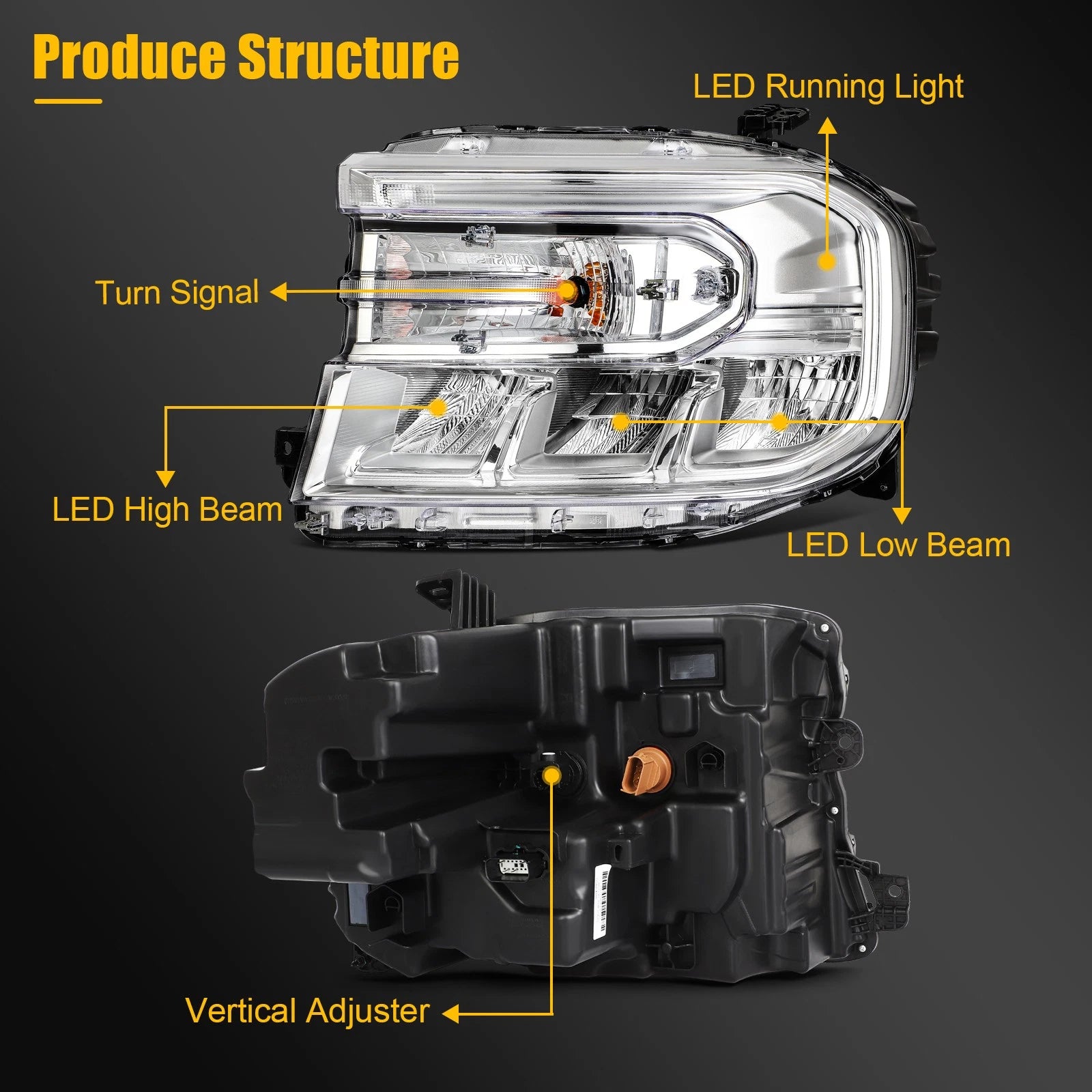 Right Side LED Headlight for Ford Maverick (2022–2024) Chrome Housing