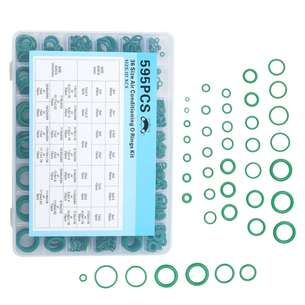 595 Pcs Air Conditioning O Ring Kit for Various Makes Models