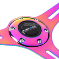 NRG 6-Bolt Green Wood Grip Neo Chrome Sport Steering Wheel for Universal Fit