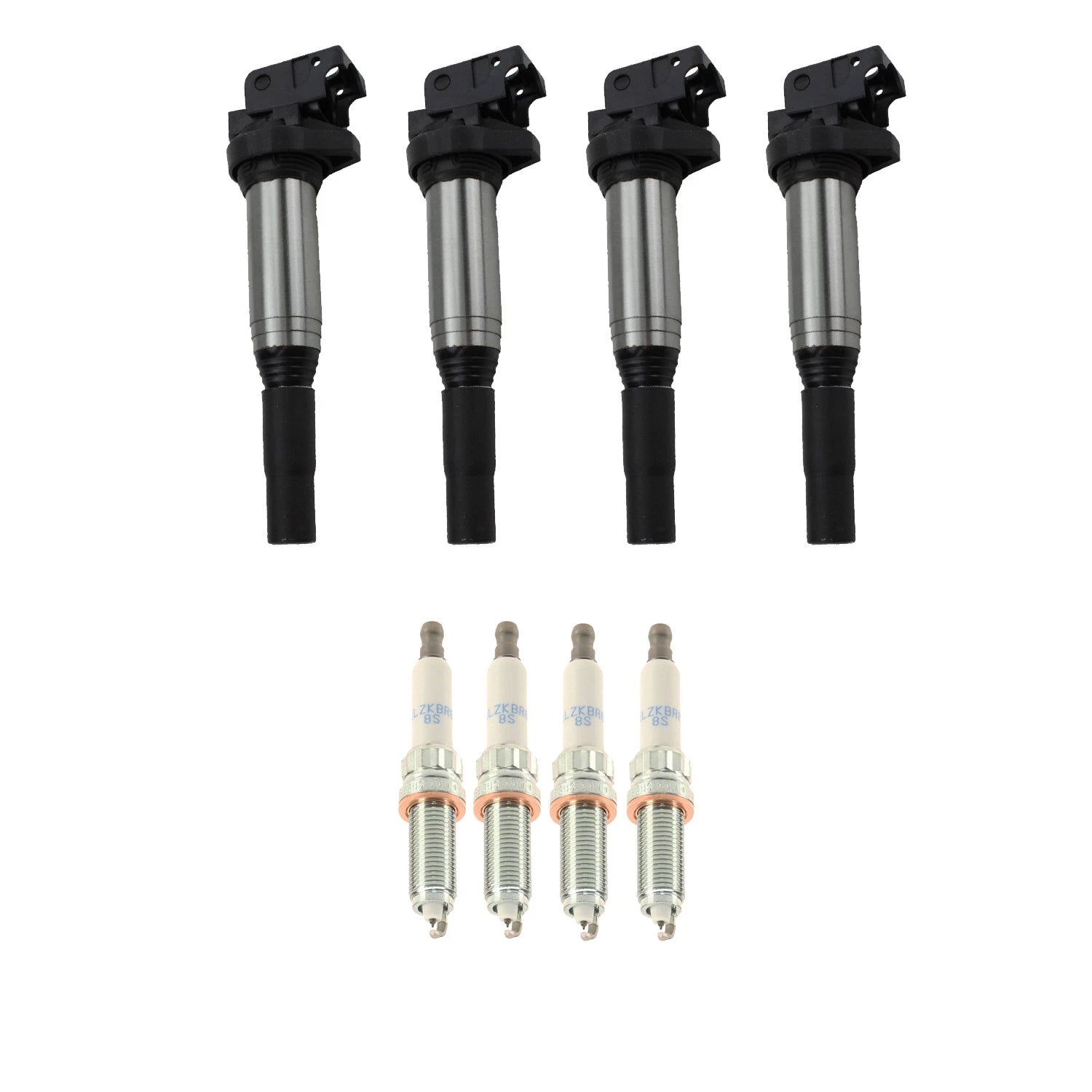 Set of 4 NGK Ignition Coils & Iridium Spark Plugs for BMW F10 F22 F26 F30 F32 E89 (2011–2019)