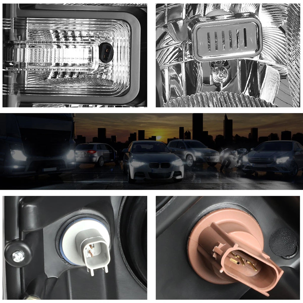Headlight Lamps for Ford Super Duty (2017–2019) Black Housing Clear Corner