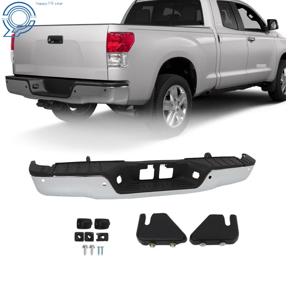 Chrome Rear Step Bumper for Toyota Tundra (2007–2013) with Sensor Holes
