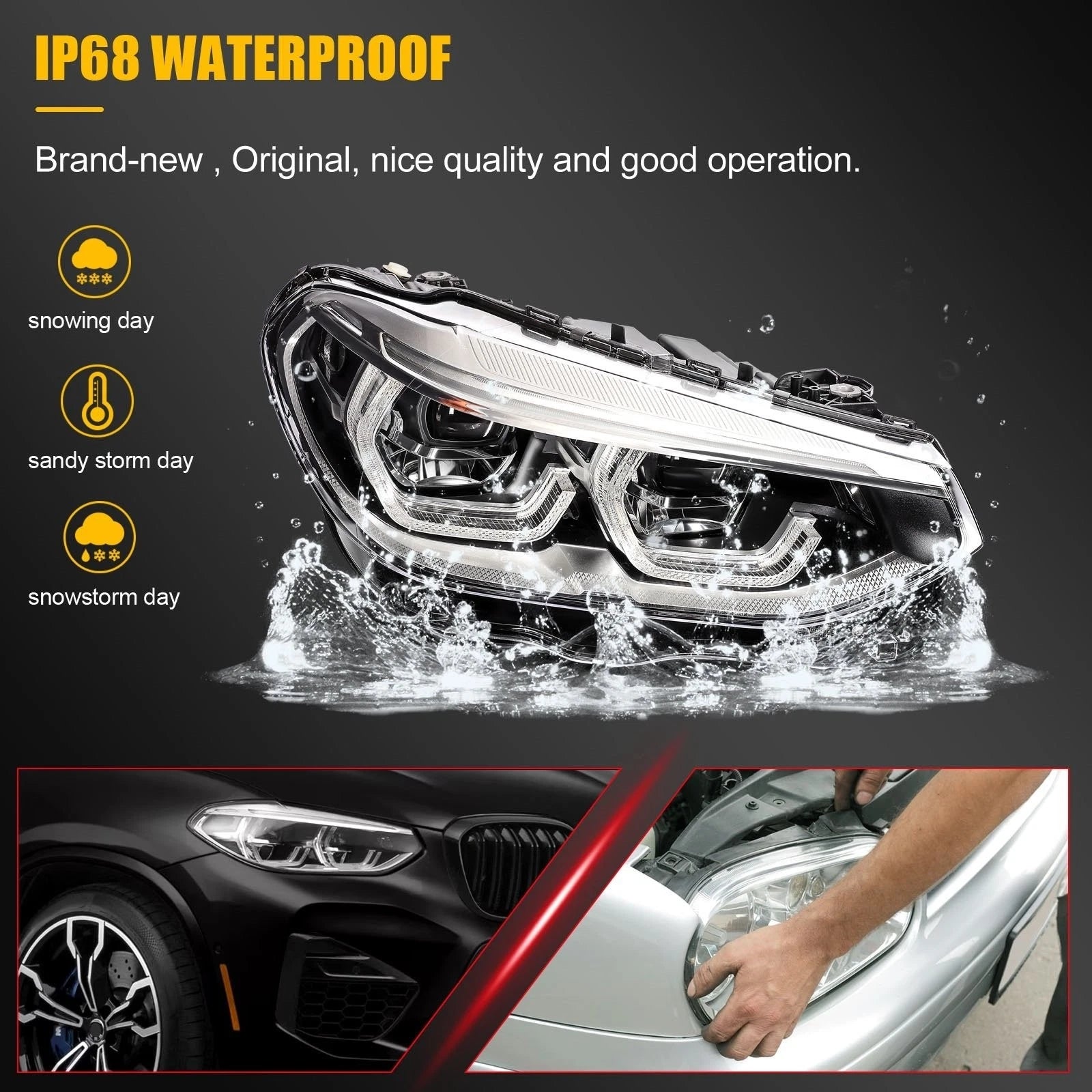 Right Side Full LED Headlight w/AFS for BMW X3 (2018–2021)