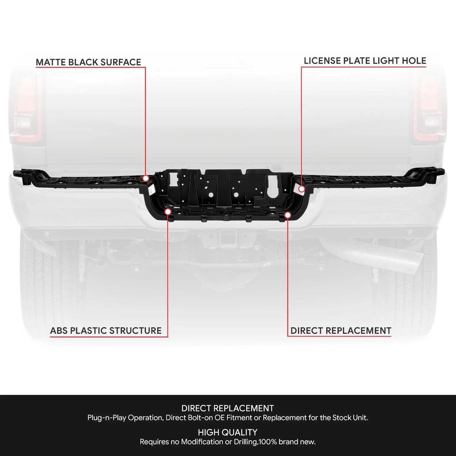 Rear Bumper Step Pad Shell for Ram 2500 3500 (2019–2026) Matte Black ABS