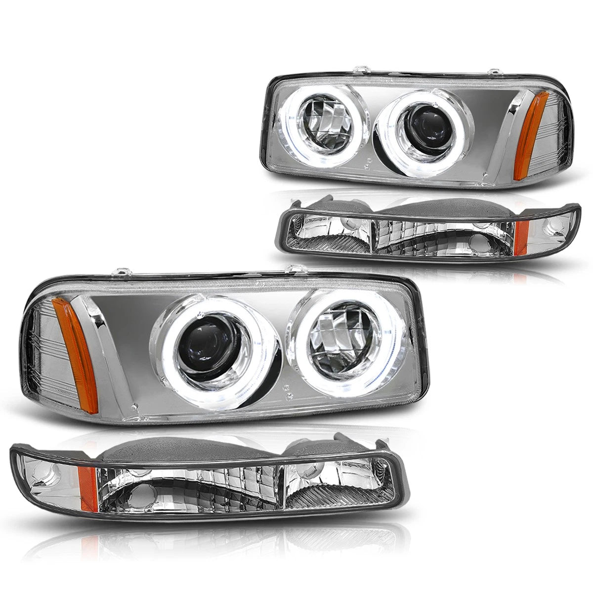 LED Halo Ring Projector Headlight for GMC Sierra/Yukon (1999–2007)
