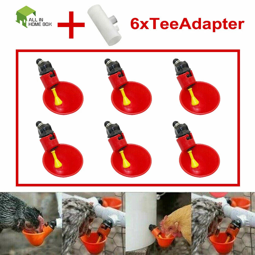 6x Water Drinking Cups for Chicken Poultry Hen Bucket Waterer