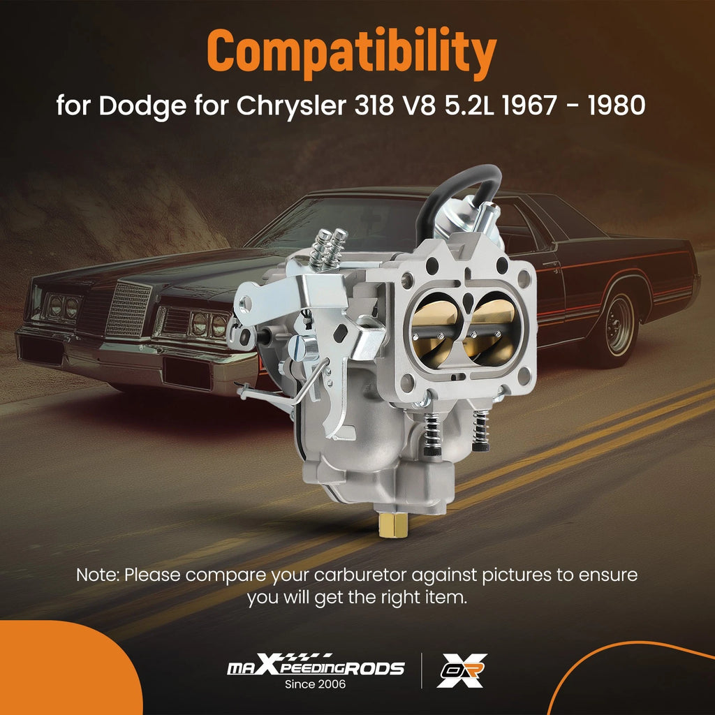 Carburetor Set for Dodge Chrysler 318 5.2L V8 (1972–1977)