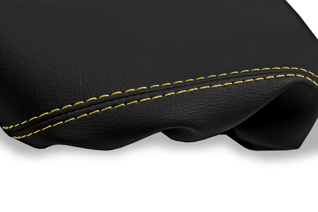 Console Lid Pull Over Cover Leather for Ford F150 Lariat (1997–2003) Yellow Stitch