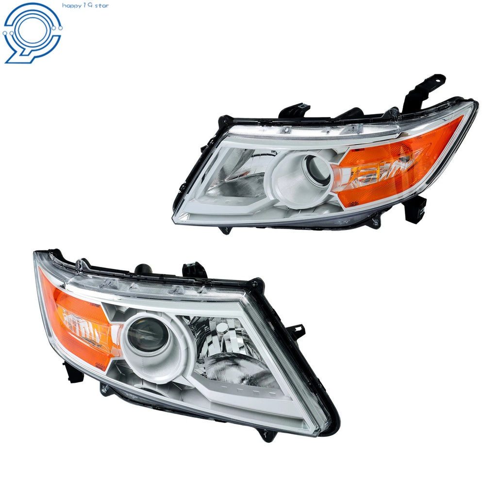Set of 2 Halogen Front Headlights for Honda Odyssey (2011–2017) Amber Chrome