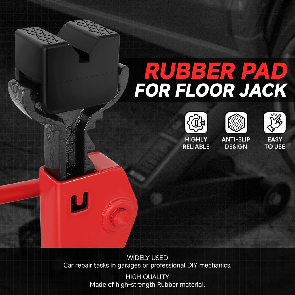 Set of 2 V Groove Rubber Pads for Universal Floor Jack Protection