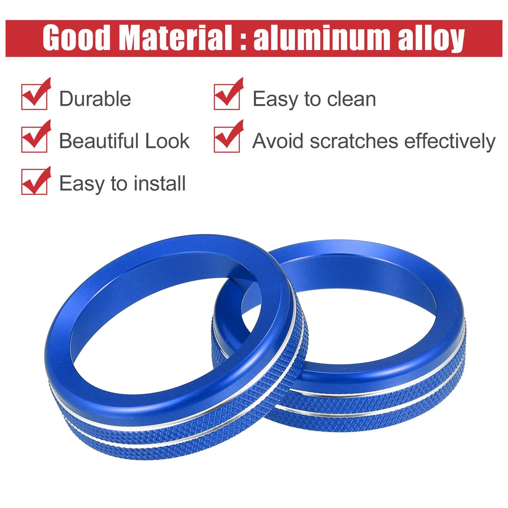 6pcs Blue Aluminum Alloy AC Control Knob Cover for Ford Bronco (2021–2022)