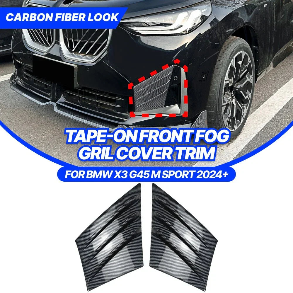 Carbon Style Front Bumper Side Vent Trims Covers for BMW X3 G45 M-Sport