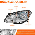 OE Style Chrome Housing Amber Side Headlights for Chevy Malibu (2008–2012)
