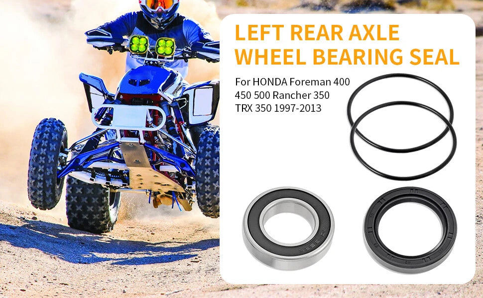 Left Rear Axle Wheel Bearing Seals for Honda Rancher 350 TRX350FE/FM/TE/TM (2000–2006)