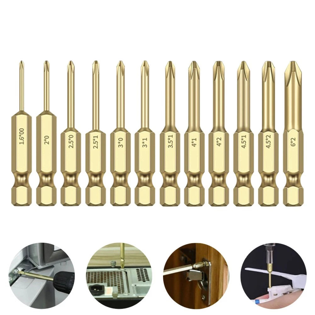 Set of 4 Alloy Steel Screwdriver Bits PH00 PH0 PH1 PH2 for 1/4 Inch Hex Shank