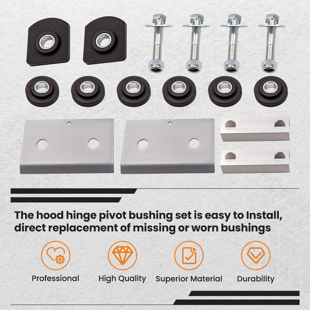 Hood Hinge Pivot Bushing & Mounting Bolt Kit for Peterbilt 379 (1994–2007)