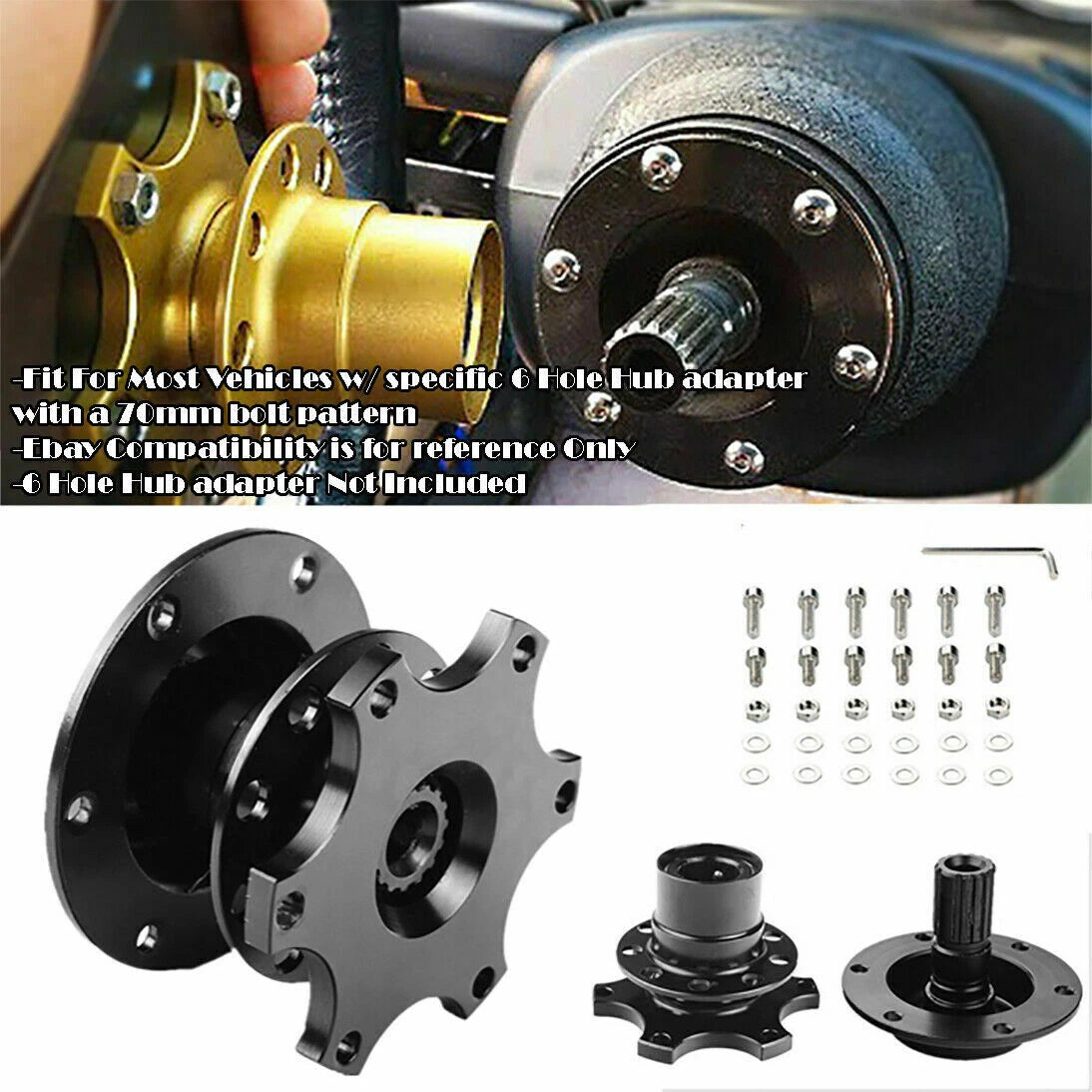 Racing Adapter Snap Off Boss Kit for Universal Car Steering Wheel (Universal)