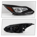 Halogen Headlights for Ford Focus (2012–2014) Left + Right Pair, Black