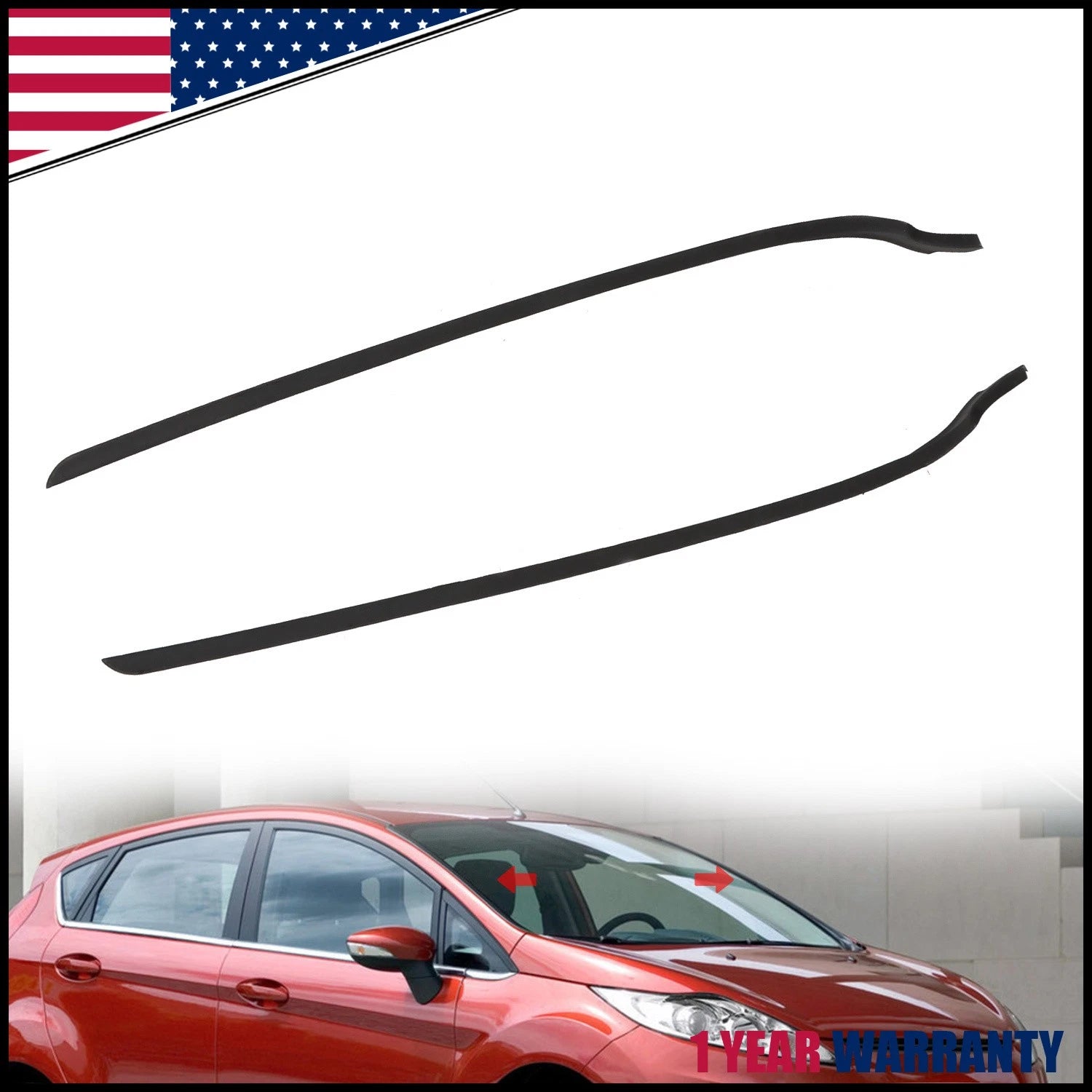 2X Windshield A-Pillar Trim Moulding for Ford Fiesta (2011–2019) RH+LH