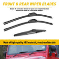 Set of 3 Windshield Wiper Blades for Jeep Wrangler JK (2000–2022)
