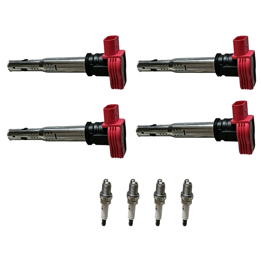 Set of 4 Ignition Coils & Iridium Spark Plugs for Audi A4 A5 Q7