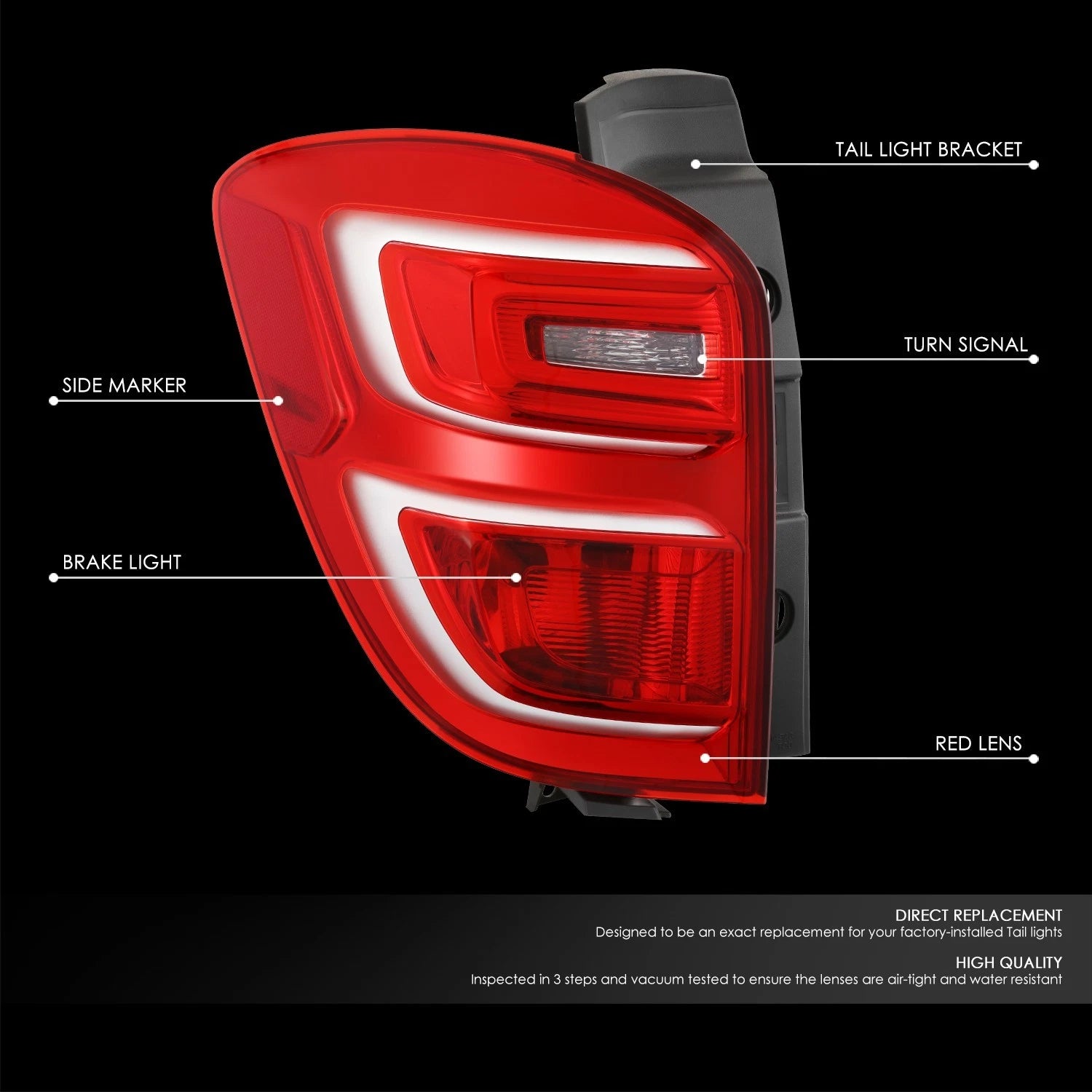 Set of 2 Chrome Housing Red Lens Taillight Assembly for Chevrolet Equinox (2016–2017)