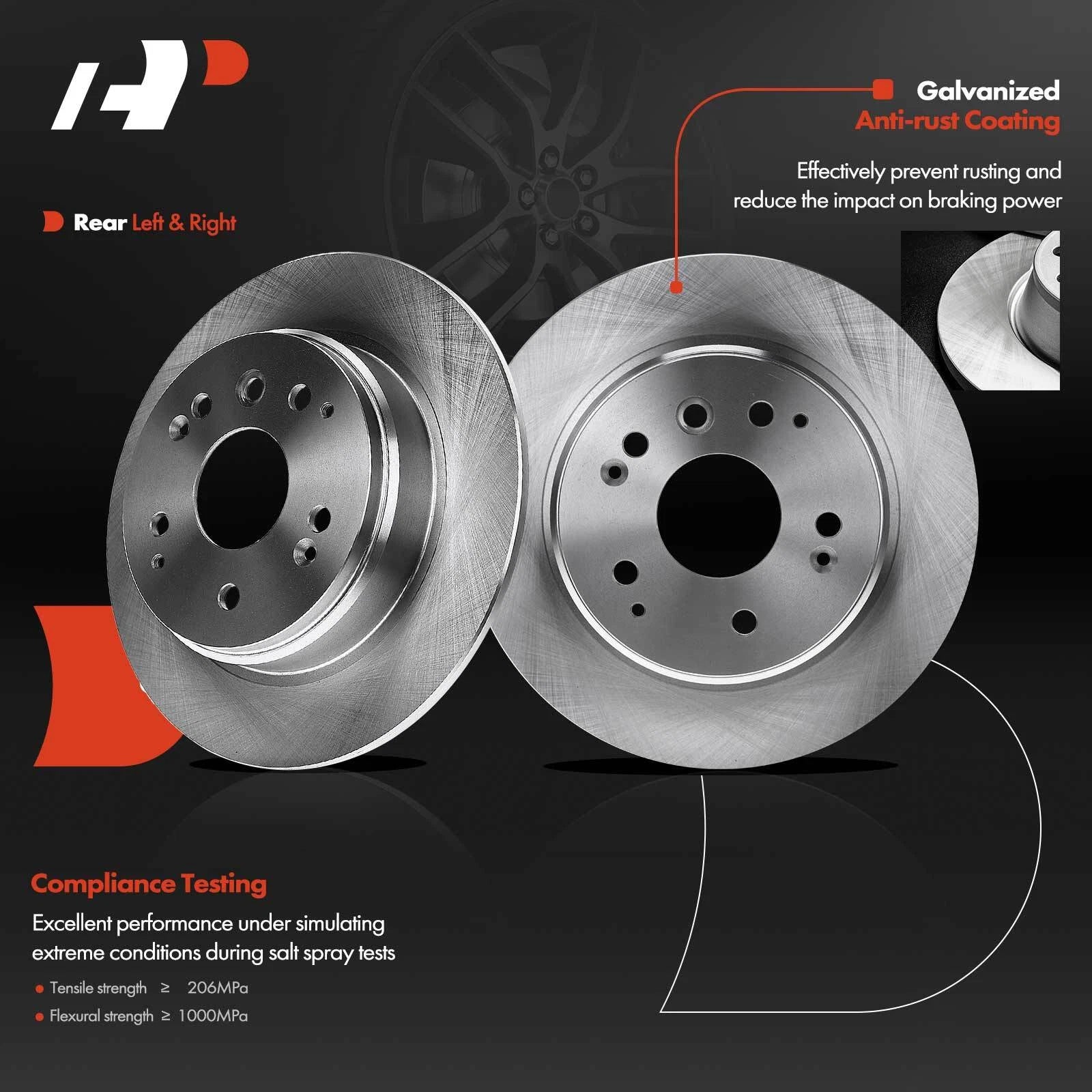 Rear Disc Brake Rotor & Pad Set for Honda Element (2003-2011)