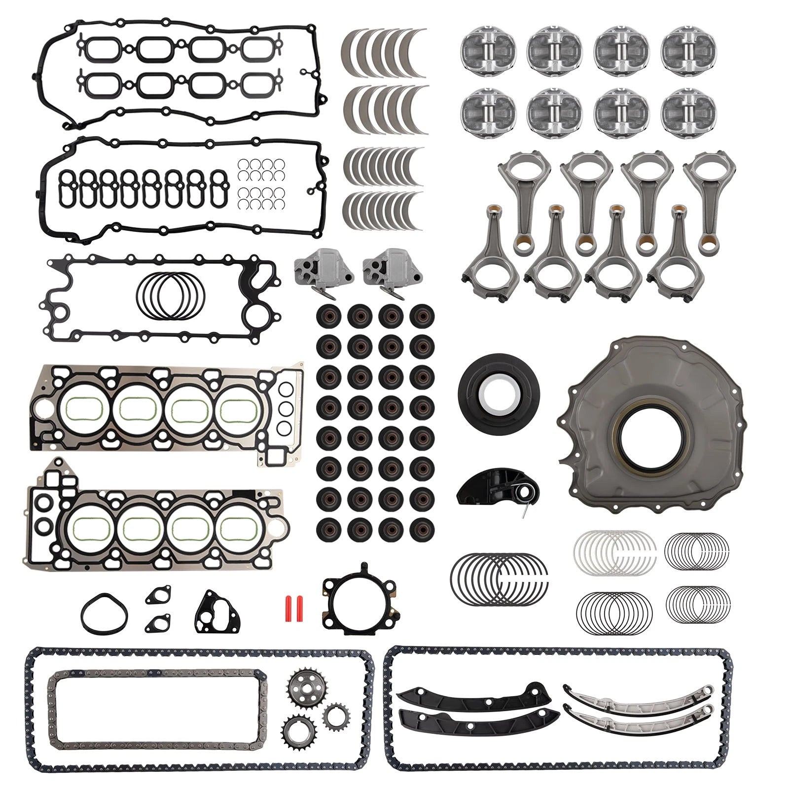 AJ133 5.0L Engine Pistons & Rods & Gasket & Timing Kit For Jaguar Ranger Rover | Corrosion-Resistant | Engine Rebuild Kit | 2 Years