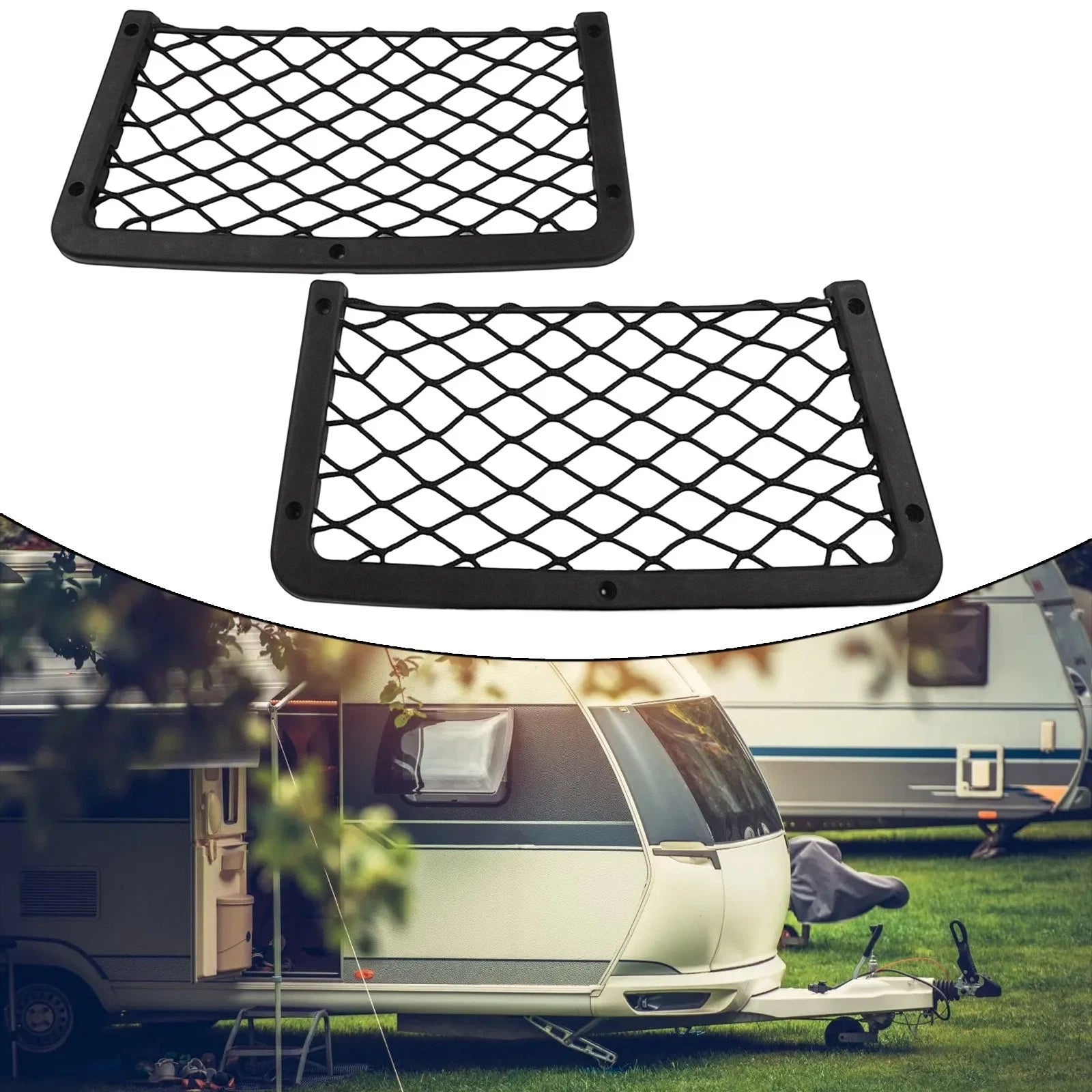Set of 2 Car Seat Organizer Mesh Storage Bags for Universal Fit (36x18cm)