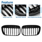 1 Pair Front Upper Bumper Grille for BMW X1 F48 (2016–2022) Gloss Black