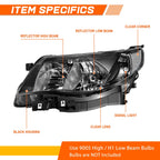 Headlight Lamps for Subaru Forester (2009–2013) Black Housing Clear Corner