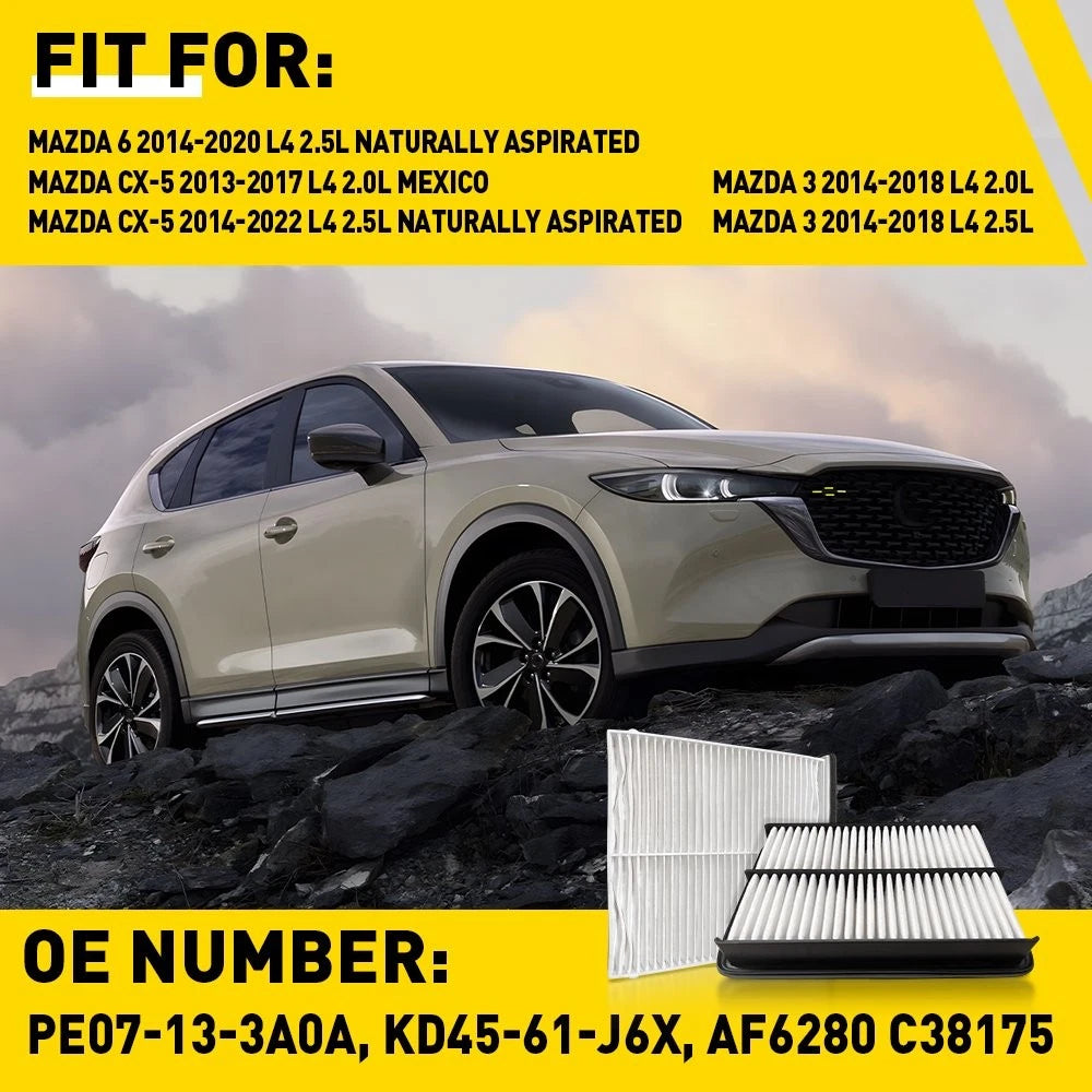 Engine Air Filter + Cabin Air Filter for Mazda CX-5 L4 (2013–2017) 2.0L