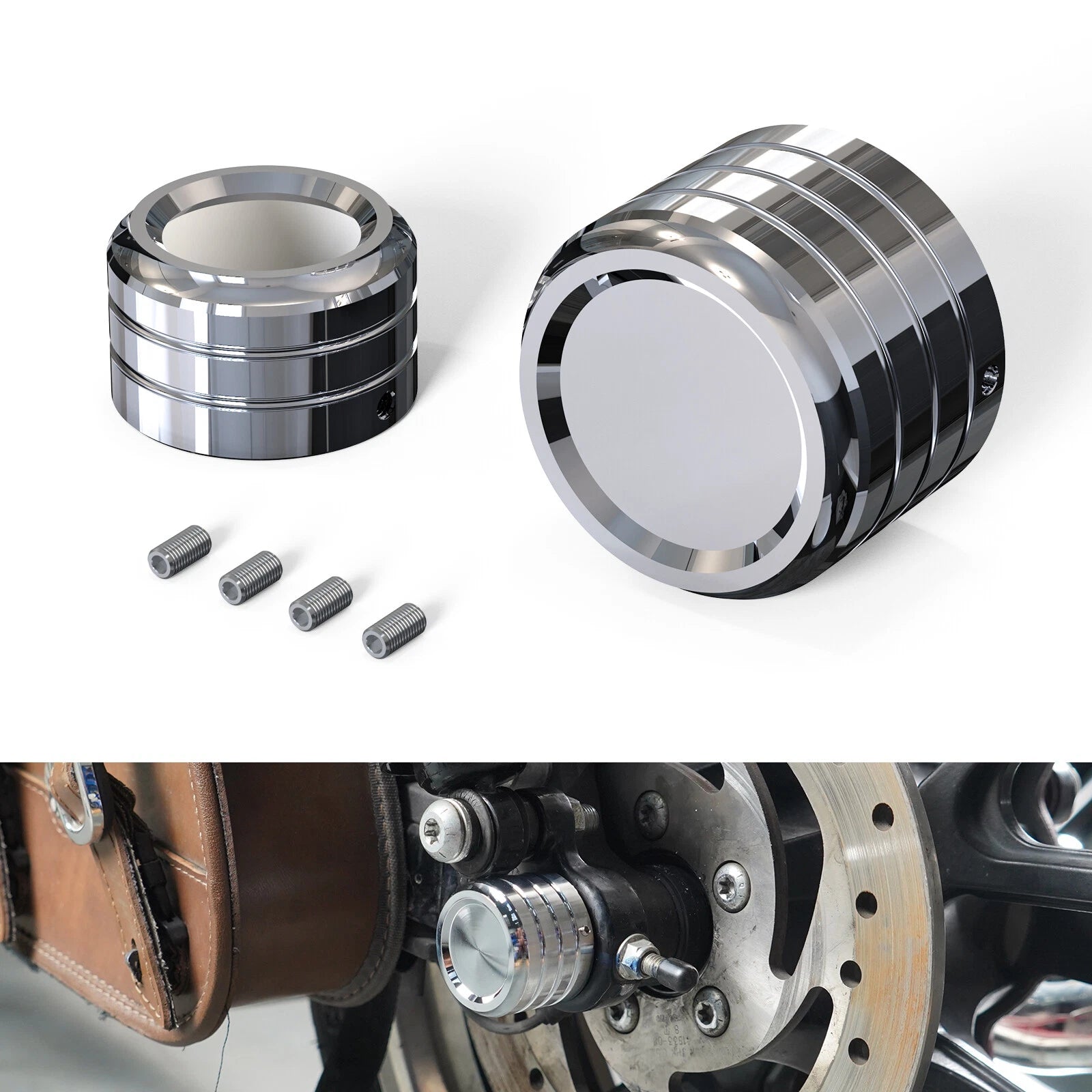 Pair Chromed Rear Axle Nut Covers for Harley Forty Eight XL1200X (2005–2022)