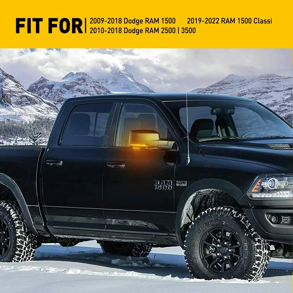 Side Mirror Light Cover Turn Signal Lens for Dodge RAM 1500 2500 3500 (2010–2018)