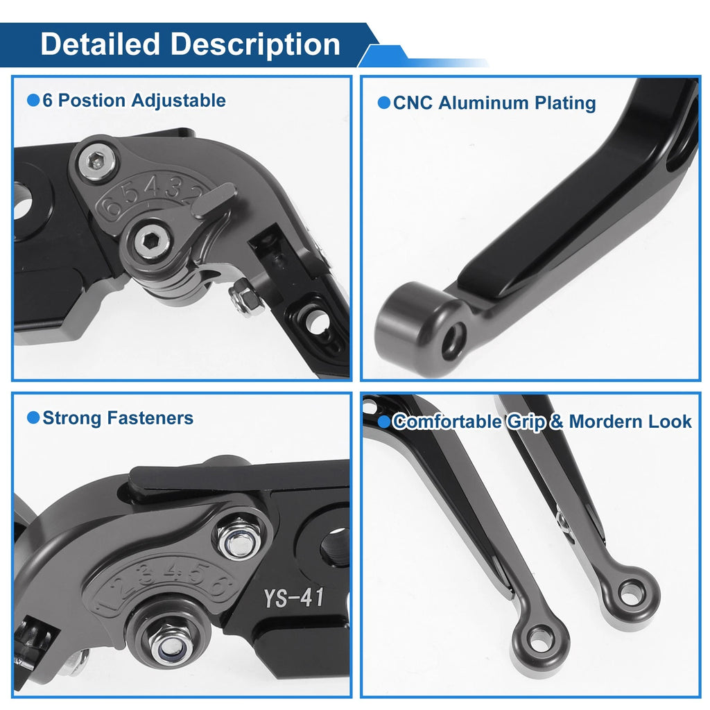 Adjustable Short Brake Clutch Levers for Suzuki GSXR150 (2017–2020) Titanium Black