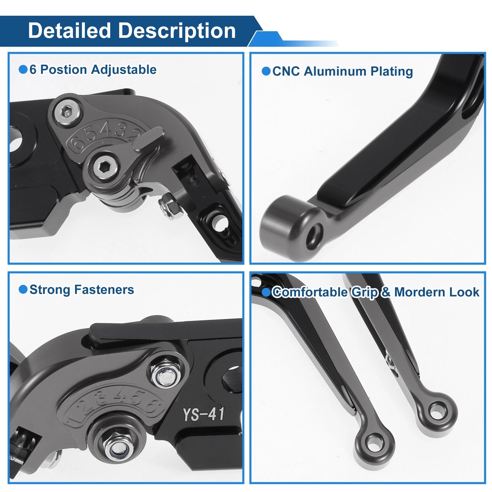 Adjustable Short Brake Clutch Levers for Suzuki GSXR150 (2017–2020) Titanium Black