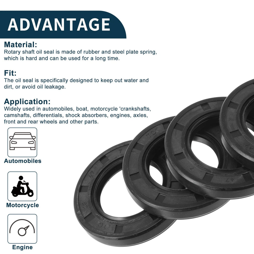 Set of 5 Oil Seal Rotary Shaft Seal NBR Rubber 28x47x7mm