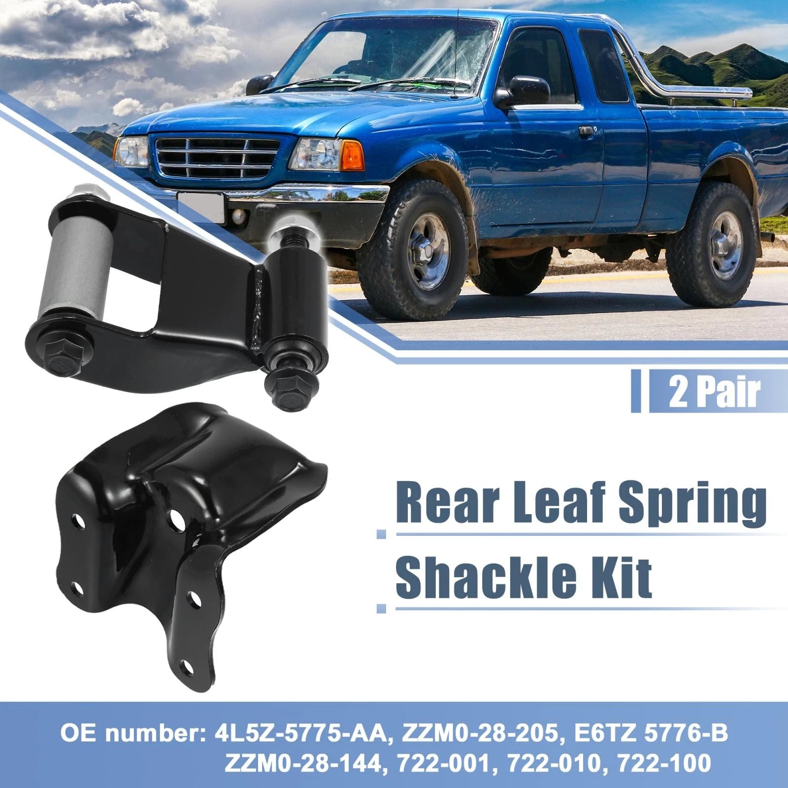 2 Pair Rear Leaf Spring Shackle W/ Bracket 4L5Z-5775-AA for Ranger Mazda B (2001–2009)