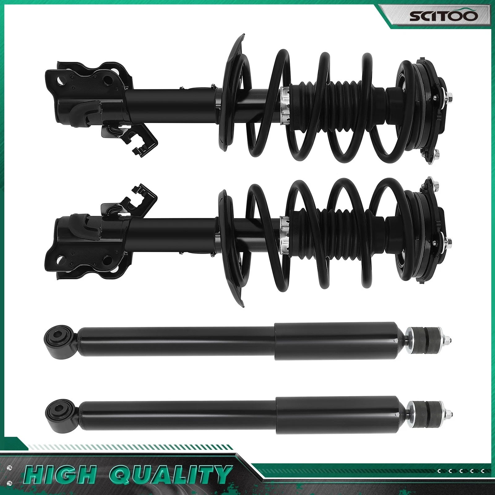 Front Struts w/ Coil Spring Assembly & Rear Shocks for Nissan Sentra (2014–2019)