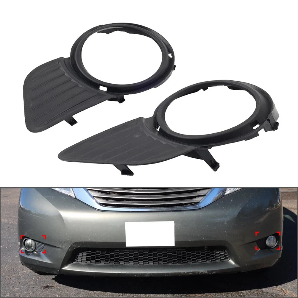 2X Front Fog Light Lamp Bezel Cover Black 52128-08030 for Toyota Sienna (2011–2017)