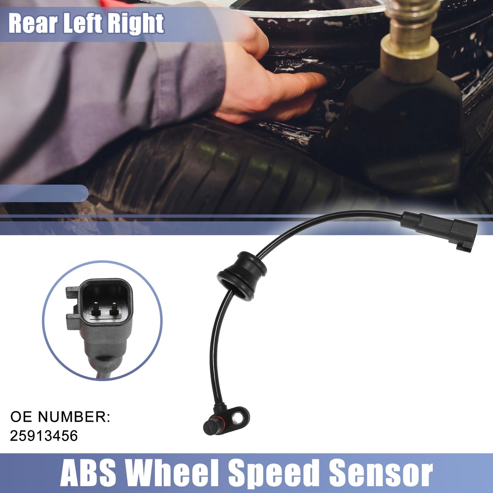 Set of 2 Rear ABS Wheel Speed Sensors No. 25913456 for Chevrolet 