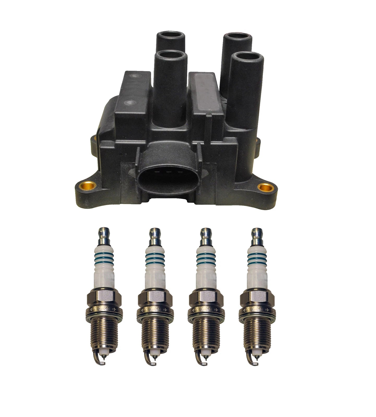 Denso Ignition Coil & 4 Iridium Spark Plugs Kit for Mazda 2.0L L4 (0.044)